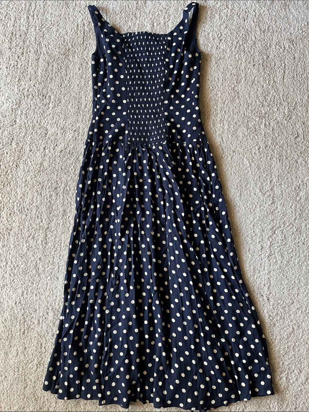 Reformation Bellarosa Polka Dot Midi Dress in Orion Dot Blue White Size 6 - Picture 6 of 7